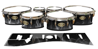 Tama Marching Tenor Drum Slips - Grey Flames (Themed)