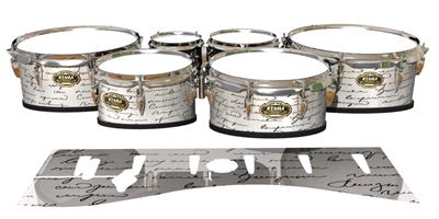 Tama Marching Tenor Drum Slips - Illegible Script on White (Themed)