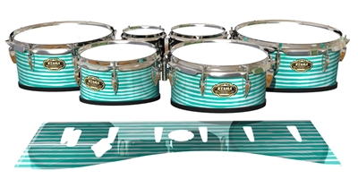 Tama Marching Tenor Drum Slips - Lateral Brush Strokes Aqua and White (Green) (Blue)