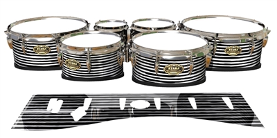 Tama Marching Tenor Drum Slips - Lateral Brush Strokes Black and White (Neutral)