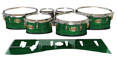Tama Marching Tenor Drum Slips - Lateral Brush Strokes Green and Black (Green)