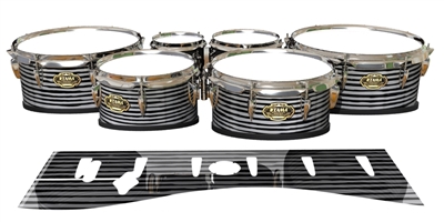 Tama Marching Tenor Drum Slips - Lateral Brush Strokes Grey and Black (Neutral)