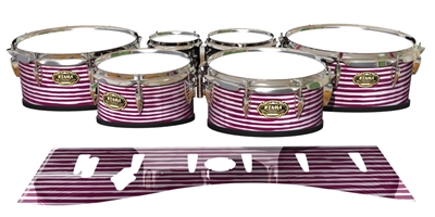 Tama Marching Tenor Drum Slips - Lateral Brush Strokes Maroon and White (Red)