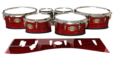 Tama Marching Tenor Drum Slips - Lateral Brush Strokes Red and Black (Red)