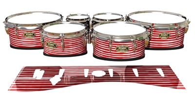 Tama Marching Tenor Drum Slips - Lateral Brush Strokes Red and White (Red)