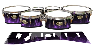 Tama Marching Tenor Drum Slips - Purple Flames (Themed)