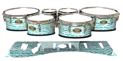 Tama Marching Tenor Drum Slips - Wave Brush Strokes Aqua and White (Green) (Blue)