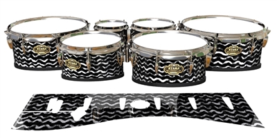 Tama Marching Tenor Drum Slips - Wave Brush Strokes Black and White (Neutral)