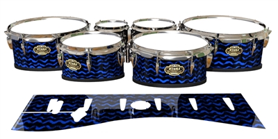 Tama Marching Tenor Drum Slips - Wave Brush Strokes Blue and Black (Blue)