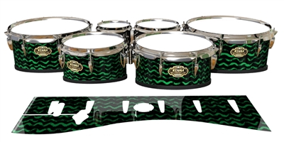 Tama Marching Tenor Drum Slips - Wave Brush Strokes Green and Black (Green)