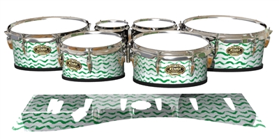 Tama Marching Tenor Drum Slips - Wave Brush Strokes Green and White (Green)