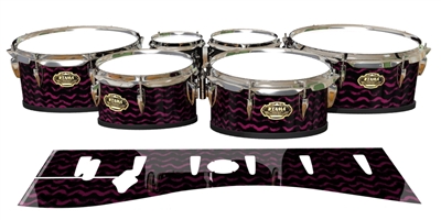 Tama Marching Tenor Drum Slips - Wave Brush Strokes Maroon and Black (Red)