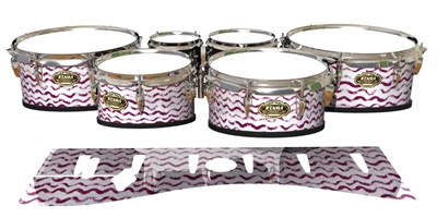 Tama Marching Tenor Drum Slips - Wave Brush Strokes Maroon and White (Red)