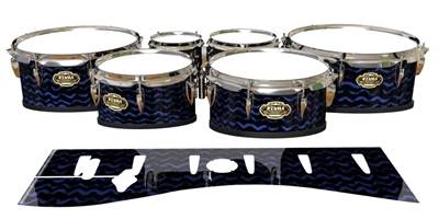 Tama Marching Tenor Drum Slips - Wave Brush Strokes Navy Blue and Black (Blue)