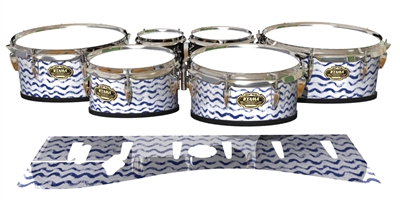 Tama Marching Tenor Drum Slips - Wave Brush Strokes Navy Blue and White (Blue)