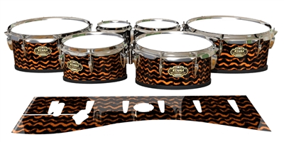 Tama Marching Tenor Drum Slips - Wave Brush Strokes Orange and Black (Orange)