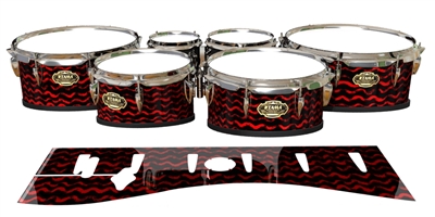 Tama Marching Tenor Drum Slips - Wave Brush Strokes Red and Black (Red)