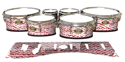 Tama Marching Tenor Drum Slips - Wave Brush Strokes Red and White (Red)