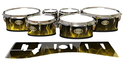 Tama Marching Tenor Drum Slips - Yellow Flames (Themed)