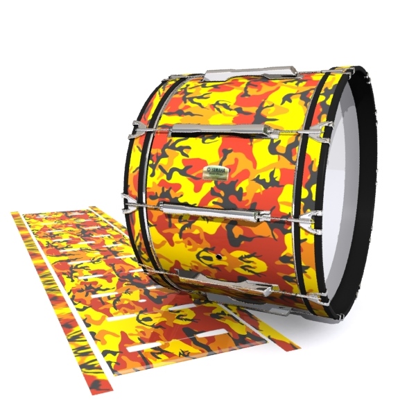 Yamaha 8200 Field Corps Bass Drum Slip - November Fall Traditional Camouflage (Red) (Yellow)