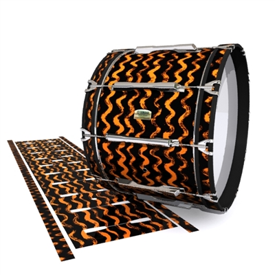 Yamaha 8200 Field Corps Bass Drum Slip - Wave Brush Strokes Orange and Black (Orange)