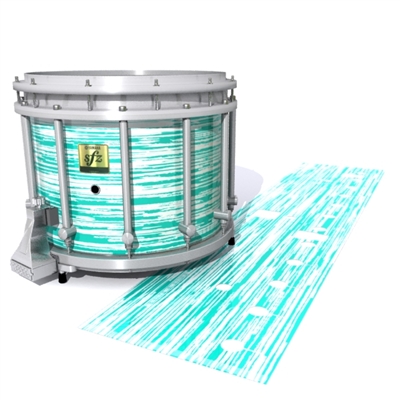 Yamaha 9200 Field Corps Snare Drum Slip - Chaos Brush Strokes Aqua and White (Green) (Blue)