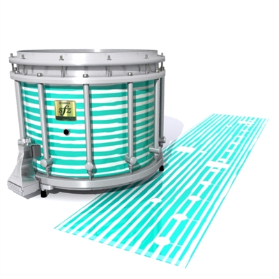 Yamaha 9200 Field Corps Snare Drum Slip - Lateral Brush Strokes Aqua and White (Green) (Blue)