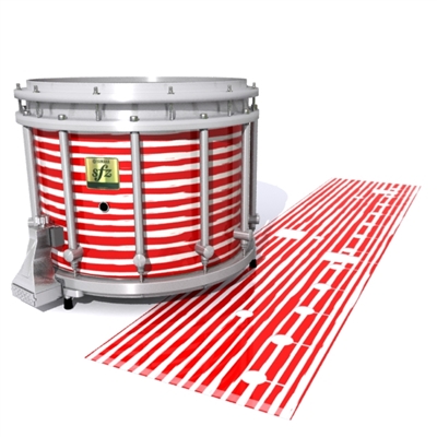 Yamaha 9200 Field Corps Snare Drum Slip - Lateral Brush Strokes Red and White (Red)