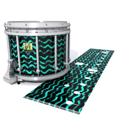 Yamaha 9200 Field Corps Snare Drum Slip - Wave Brush Strokes Aqua and Black (Green) (Blue)