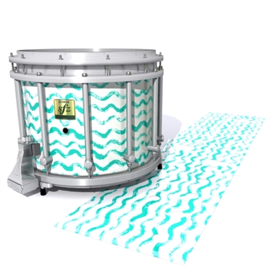 Yamaha 9200 Field Corps Snare Drum Slip - Wave Brush Strokes Aqua and White (Green) (Blue)