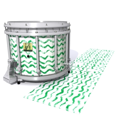 Yamaha 9200 Field Corps Snare Drum Slip - Wave Brush Strokes Green and White (Green)