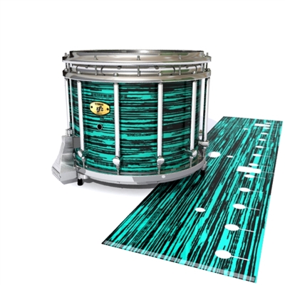 Yamaha 9300/9400 Field Corps Snare Drum Slip - Chaos Brush Strokes Aqua and Black (Green) (Blue)