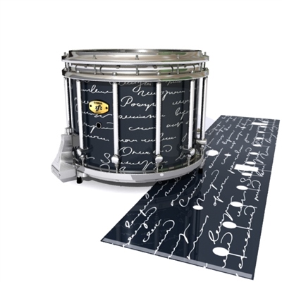 Yamaha 9300/9400 Field Corps Snare Drum Slip - Illegible Script on Black (Themed)