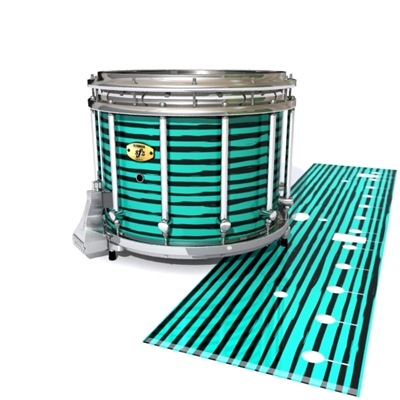 Yamaha 9300/9400 Field Corps Snare Drum Slip - Lateral Brush Strokes Aqua and Black (Green) (Blue)