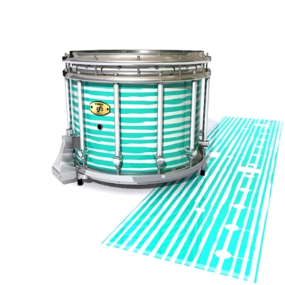 Yamaha 9300/9400 Field Corps Snare Drum Slip - Lateral Brush Strokes Aqua and White (Green) (Blue)