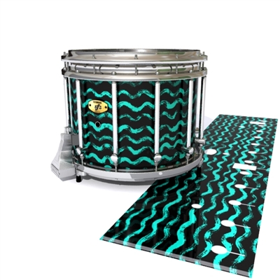 Yamaha 9300/9400 Field Corps Snare Drum Slip - Wave Brush Strokes Aqua and Black (Green) (Blue)