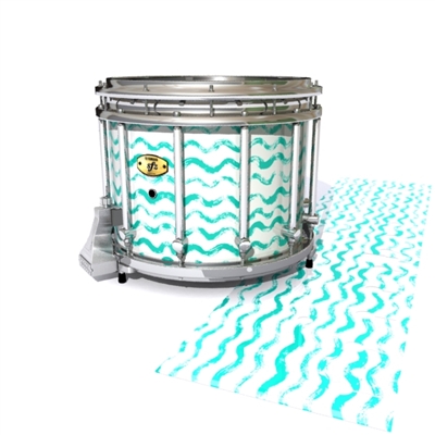 Yamaha 9300/9400 Field Corps Snare Drum Slip - Wave Brush Strokes Aqua and White (Green) (Blue)