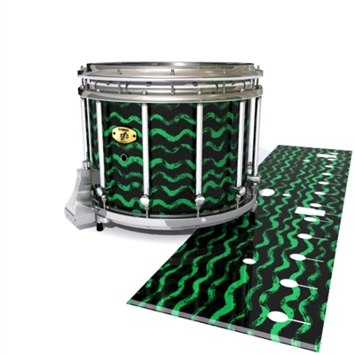 Yamaha 9300/9400 Field Corps Snare Drum Slip - Wave Brush Strokes Green and Black (Green)