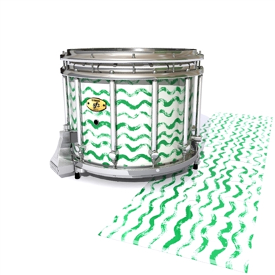 Yamaha 9300/9400 Field Corps Snare Drum Slip - Wave Brush Strokes Green and White (Green)