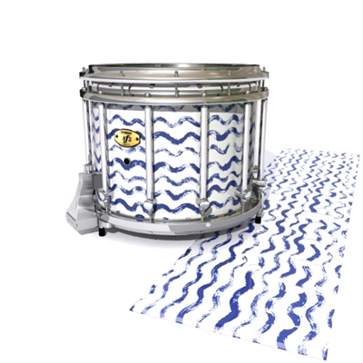 Yamaha 9300/9400 Field Corps Snare Drum Slip - Wave Brush Strokes Navy Blue and White (Blue)