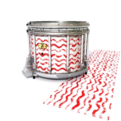 Yamaha 9300/9400 Field Corps Snare Drum Slip - Wave Brush Strokes Red and White (Red)