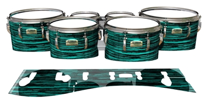 Yamaha 8200 Field Corps Tenor Drum Slips - Chaos Brush Strokes Aqua and Black (Blue) (Green)