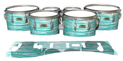 Yamaha 8200 Field Corps Tenor Drum Slips - Chaos Brush Strokes Aqua and White (Blue) (Green)