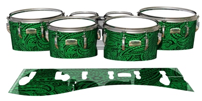 Yamaha 8200 Field Corps Tenor Drum Slips - Dark Green Paisley (Themed)