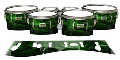 Yamaha 8200 Field Corps Tenor Drum Slips - Forest GEO Marble Fade (Green)