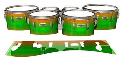 Yamaha 8200 Field Corps Tenor Drum Slips - Green Prairie Fade (Green) (Orange)
