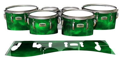 Yamaha 8200 Field Corps Tenor Drum Slips - Green Smokey Clouds (Themed)