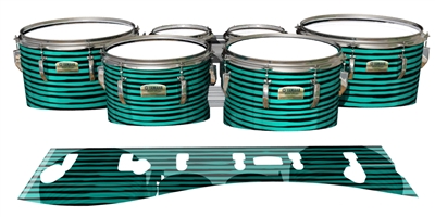 Yamaha 8200 Field Corps Tenor Drum Slips - Lateral Brush Strokes Aqua and Black (Green) (Blue)