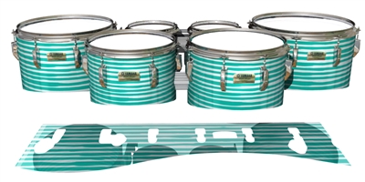 Yamaha 8200 Field Corps Tenor Drum Slips - Lateral Brush Strokes Aqua and White (Green) (Blue)