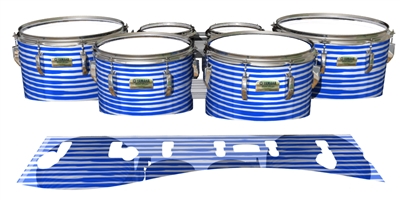 Yamaha 8200 Field Corps Tenor Drum Slips - Lateral Brush Strokes Blue and White (Blue)